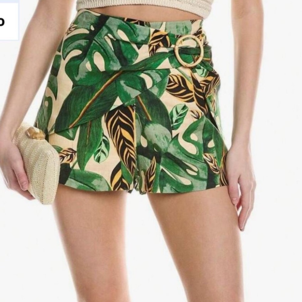 Tropical Green Leaf Print farm rio skort